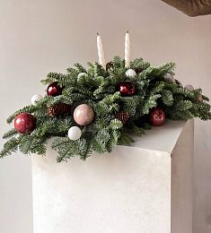 Новогодний декор настольная композиция "Ruby L" из нобилиса