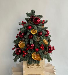 Елка "Зимнее Чудо"  из нобилиса с красными игрушками