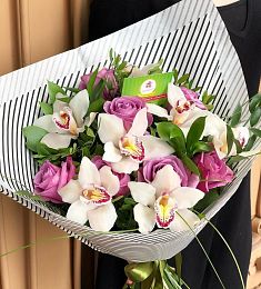 Букет "Неземная свежесть" из Орхидей и роз