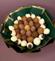 Клубничный букет "Фердинанд" из клубники в белом и молочном шоколаде