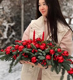 Настольная новогодняя композиция "Волшебство" с нобилисом